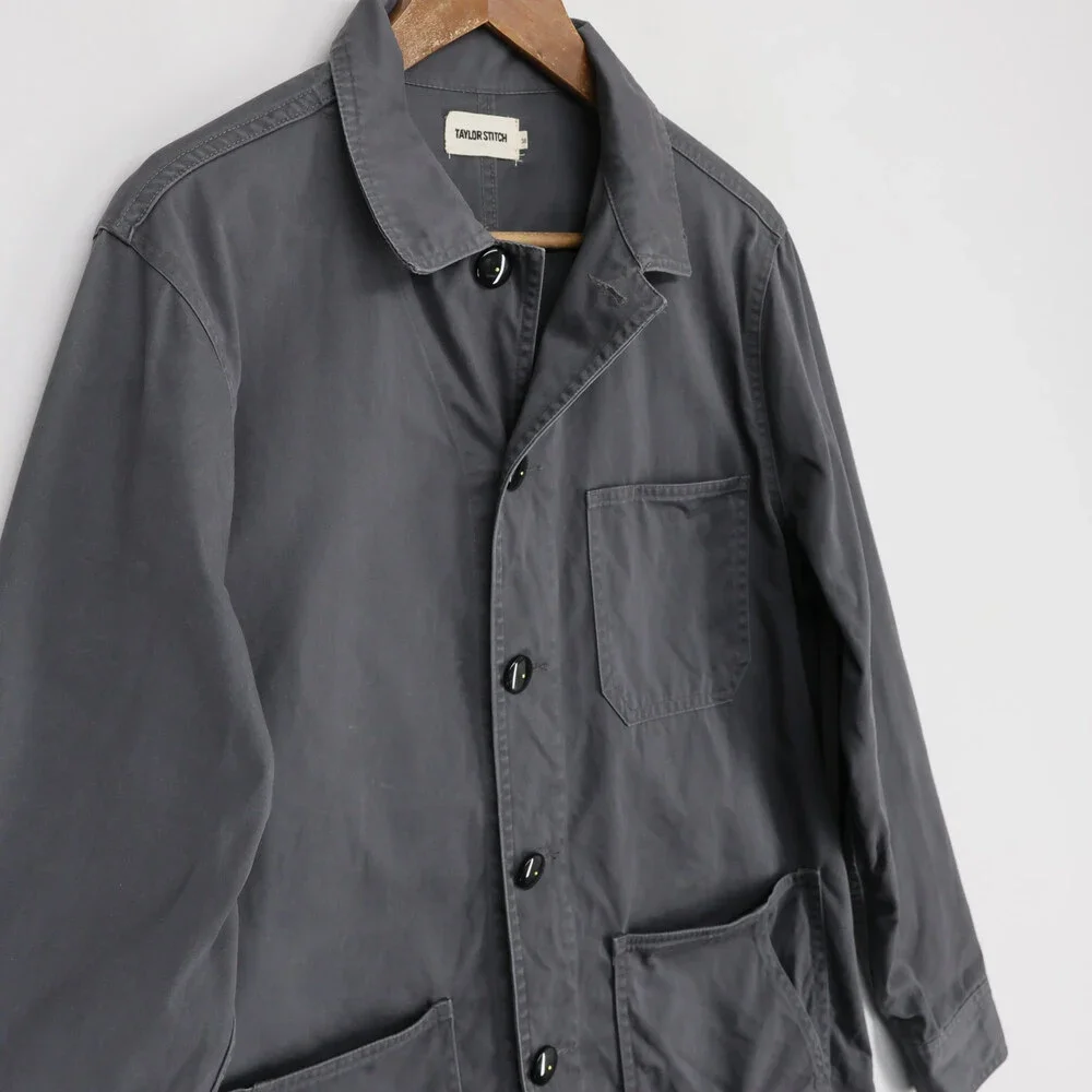 Taylor Stitch Ojai Jacket Mens 38 Small Gray Chore Coat Cotton Button Up Utility